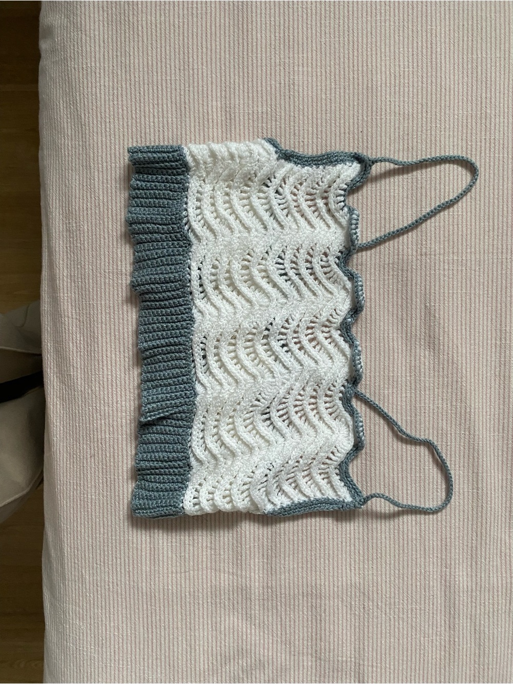 Handmade Crochet White and Gray Cami Top